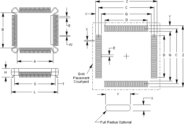 BQFP Bumpered Quad Flat Pack Drawing