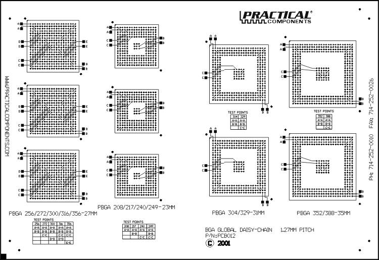 PCB012 Back View PCB012 BGA Global Daisy-Chain Test Board - Back View